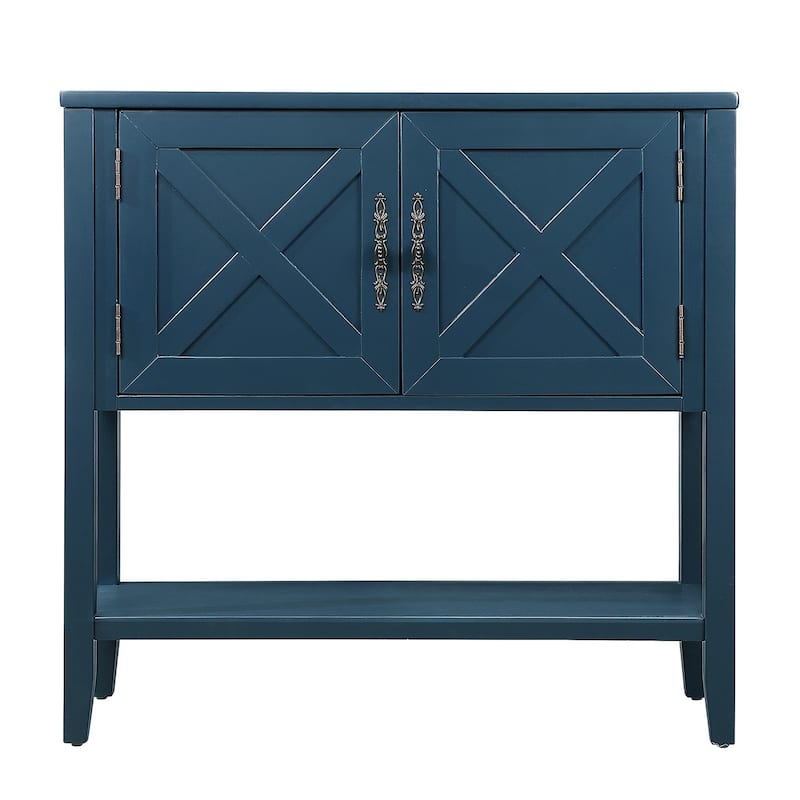 35" Navy Blue Console Table Sideboard Sofa Table for Living Room Bed